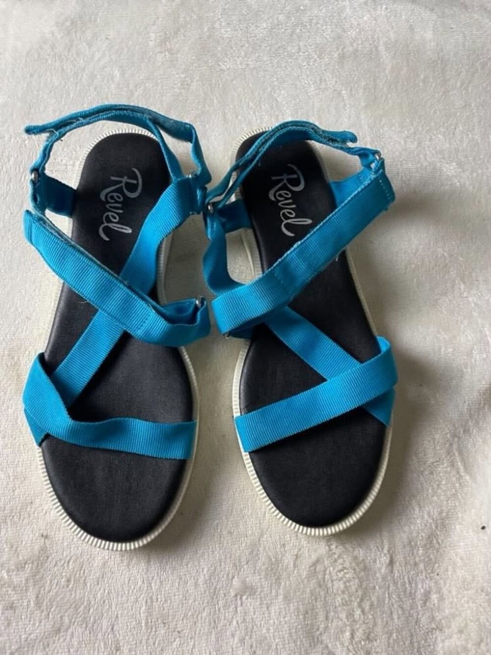 EUC Revel Turquoise Strappy Flat Sandals Size 8